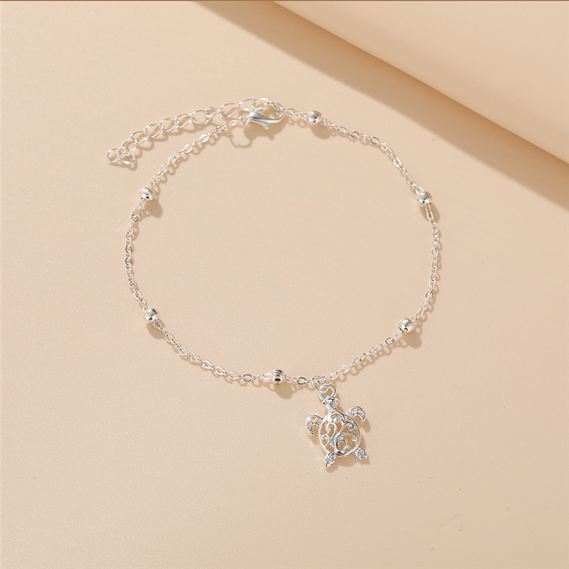 Βραχιόλι 17 χιλιομέτρων καλοκαιρινής παραλίας ασημί χρώματος σε σχήμα χελώνας για γυναίκες Βραχιόλι με χάντρες στα πόδια στο πόδι