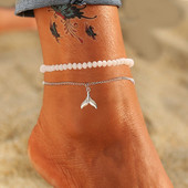 Bohemian Anklets για γυναίκες Χρυσό Χρώμα Anklet Μόδα Pearl Chain καλοκαιρινό βραχιόλι στο πόδι Γυναικεία βραχιόλια Αξεσουάρ παραλίας