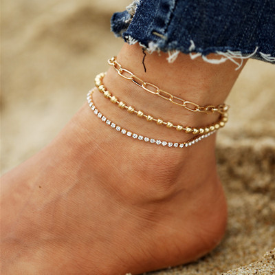 Bohemian Anklets για γυναίκες Χρυσό Χρώμα Anklet Μόδα Pearl Chain καλοκαιρινό βραχιόλι στο πόδι Γυναικεία βραχιόλια Αξεσουάρ παραλίας