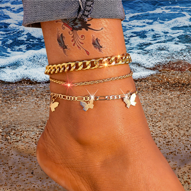 Bohemian Anklets για γυναίκες Χρυσό Χρώμα Anklet Μόδα Pearl Chain καλοκαιρινό βραχιόλι στο πόδι Γυναικεία βραχιόλια Αξεσουάρ παραλίας