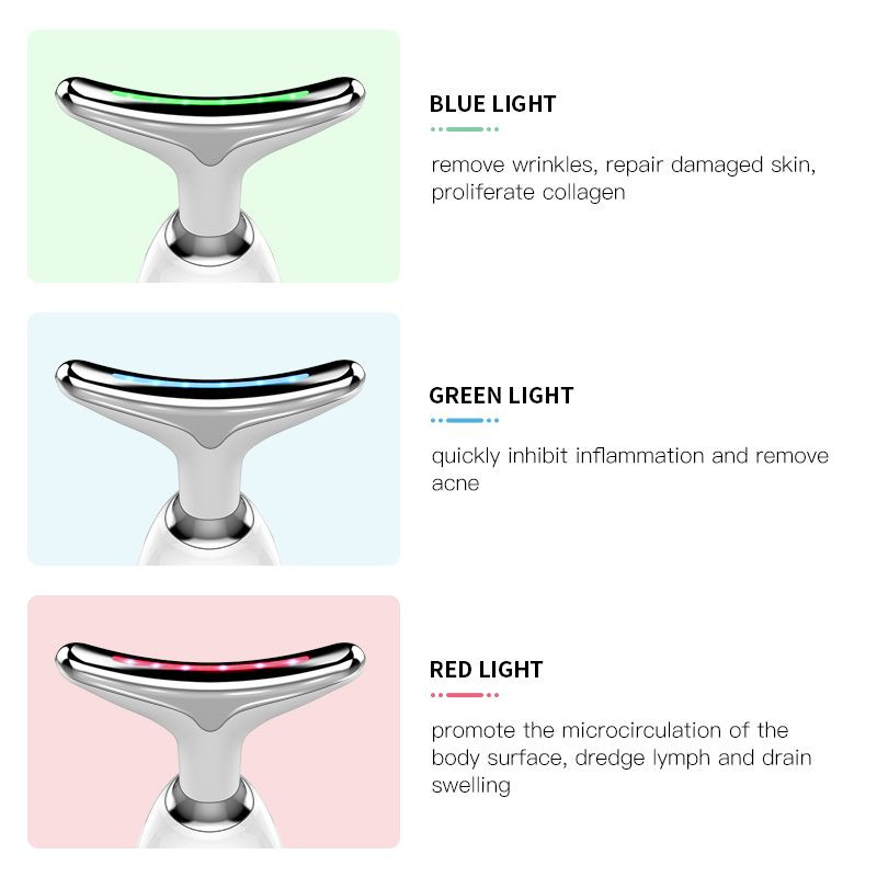 Novi uređaj za uklanjanje dvostruke brade LED fotonska terapija grijanjem protiv bora Alat za njegu vrata Vibracija Masažer za podizanje kože