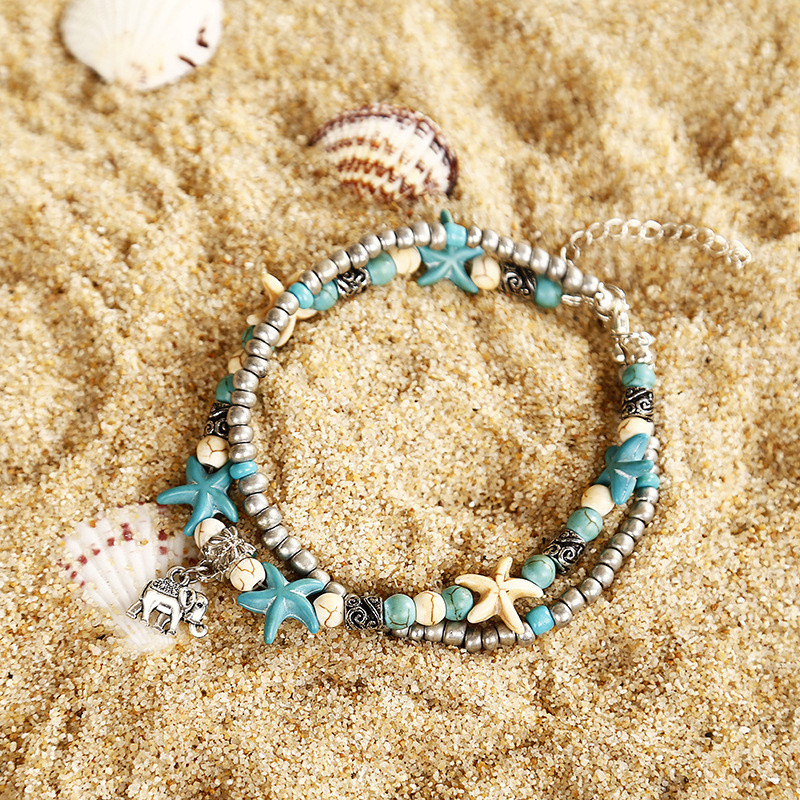 Vintage elevant meritähe merikarp helmed jalavõrud naistele Bohemia mitmekihilised pahkluu sääre käevõru Käsitsi valmistatud jalakett Ehted