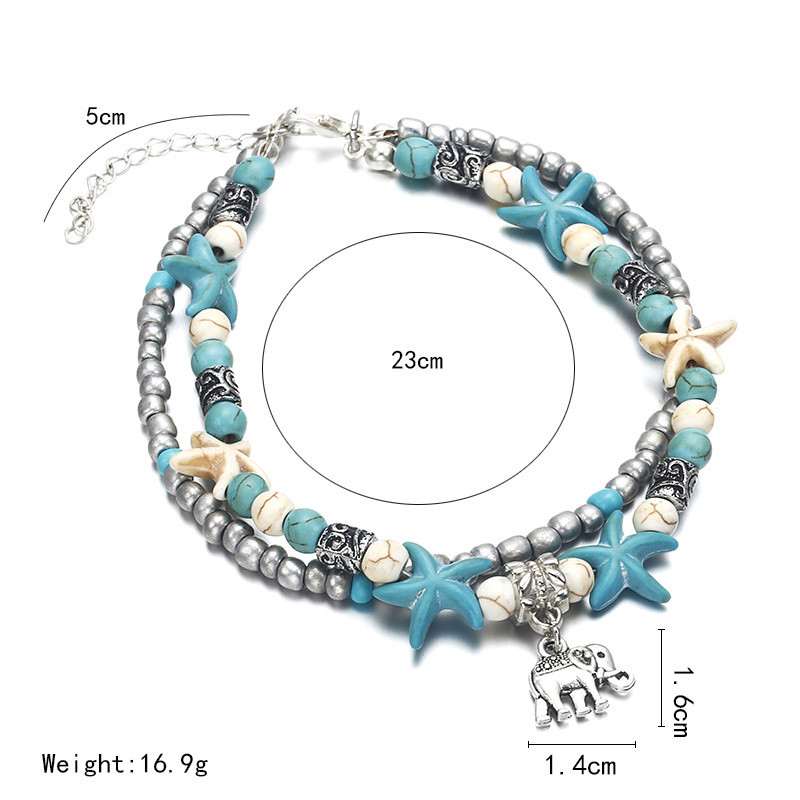 Vintage elevant meritähe merikarp helmed jalavõrud naistele Bohemia mitmekihilised pahkluu sääre käevõru Käsitsi valmistatud jalakett Ehted