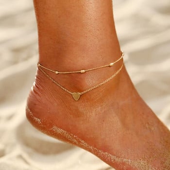 Бохемски златни и сребърни глезени с цвят пеперуда за жени Модни мъниста Анкета за глезена Летен плаж Гривна за глезена Верижка за крака Бижута