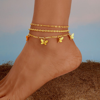 Bohemia Butterfly Chain Glezens for Women Модерни аксесоари за крака Летни боси плажни глезени Гривна на крака Крак Бижута Подарък