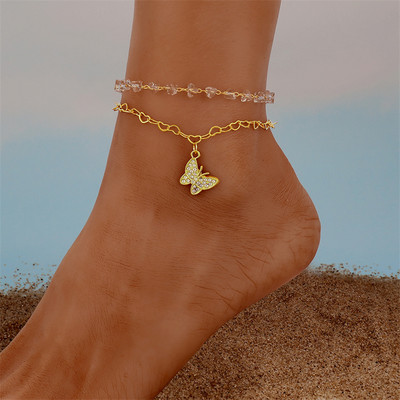 Βραχιόλι Bohemia Butterfly Chain για γυναίκες Μοντέρνα αξεσουάρ ποδιών Καλοκαιρινό ξυπόλυτο βραχιόλι με κολιέ στα πόδια Δώρο κοσμήματος