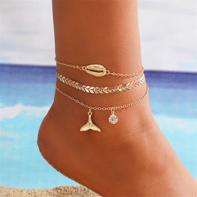 Hõbedane mitmekihiline südame jalavõru, liblikas madu kalasaba armastuse geomeetriline jalavõru naisele 2022. aasta suve moeehted kingitused