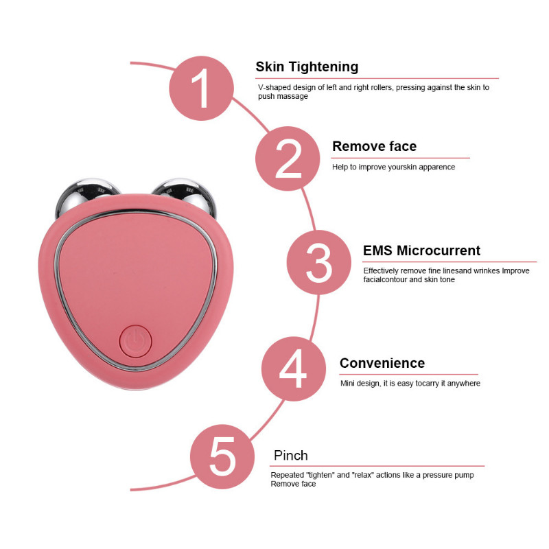 USB EMS Facial Massager Microcurrent Face Lifting Machine Roller Skin Tightening Rejuvenation Beauty Charg Facial Anti Writkle
