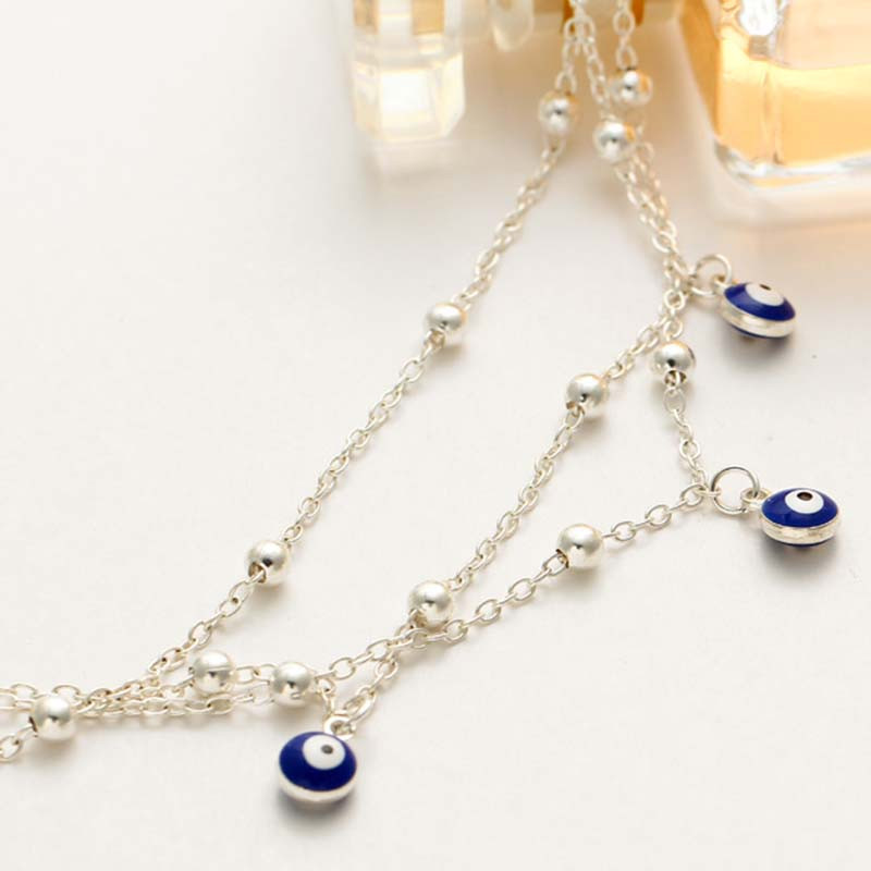 Μόδα μπλε μανδύα με κακά μάτια για γυναίκες από ανοξείδωτο ατσάλι, ασημί χρώμα, τουρκικά μάτια, καλοκαιρινά ποδαράκια, κοσμήματα παραλίας δώρο 2022