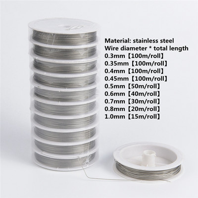 6-30M 0,3-1,0mm roostevabast terasest pärlitega traat Tiigrisaba pärlimise traat ehete tegemiseks Ehete otsimise tarvikud