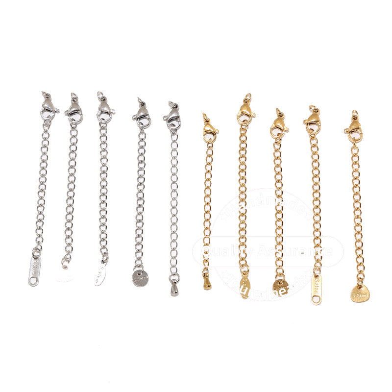 10db rozsdamentes acél 2 hüvelykes arany hosszabbító farok lánc homár kapcsok csatlakozó barkács ékszerek készítése karkötő nyaklánc