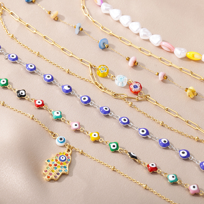 Βραχιόλι Bohemian Beads για γυναίκες από ανοξείδωτο ατσάλι Μπλε μπρασελέ με αλυσίδα ποδιών με ποδαράκια βραχιόλι Καλοκαιρινό δώρο κοσμήματα παραλίας