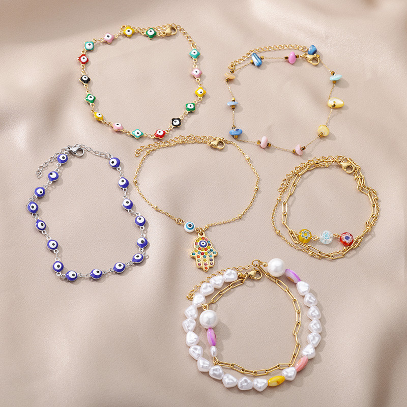 Βραχιόλι Bohemian Beads για γυναίκες από ανοξείδωτο ατσάλι Μπλε μπρασελέ με αλυσίδα ποδιών με ποδαράκια βραχιόλι Καλοκαιρινό δώρο κοσμήματα παραλίας