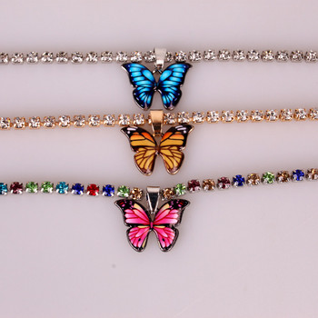 Модна цветна висулка с пеперуда, глезен за жени, момичета, кристали, верига, глезени, гривна, изявление, бижута, креативни подаръци