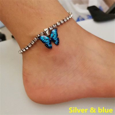 Divat színes pillangós medál bokalánc női lányoknak strasszok lánc bokaláncok karkötő nyilatkozat ékszerek kreatív ajándékok