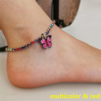Divat színes pillangós medál bokalánc női lányoknak strasszok lánc bokaláncok karkötő nyilatkozat ékszerek kreatív ajándékok