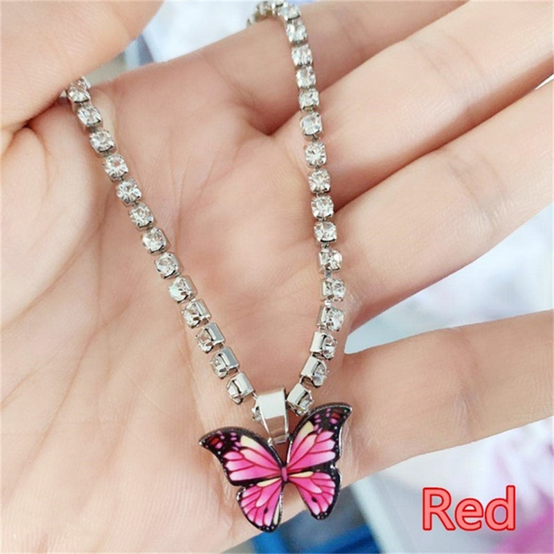 Divat színes pillangós medál bokalánc női lányoknak strasszok lánc bokaláncok karkötő nyilatkozat ékszerek kreatív ajándékok