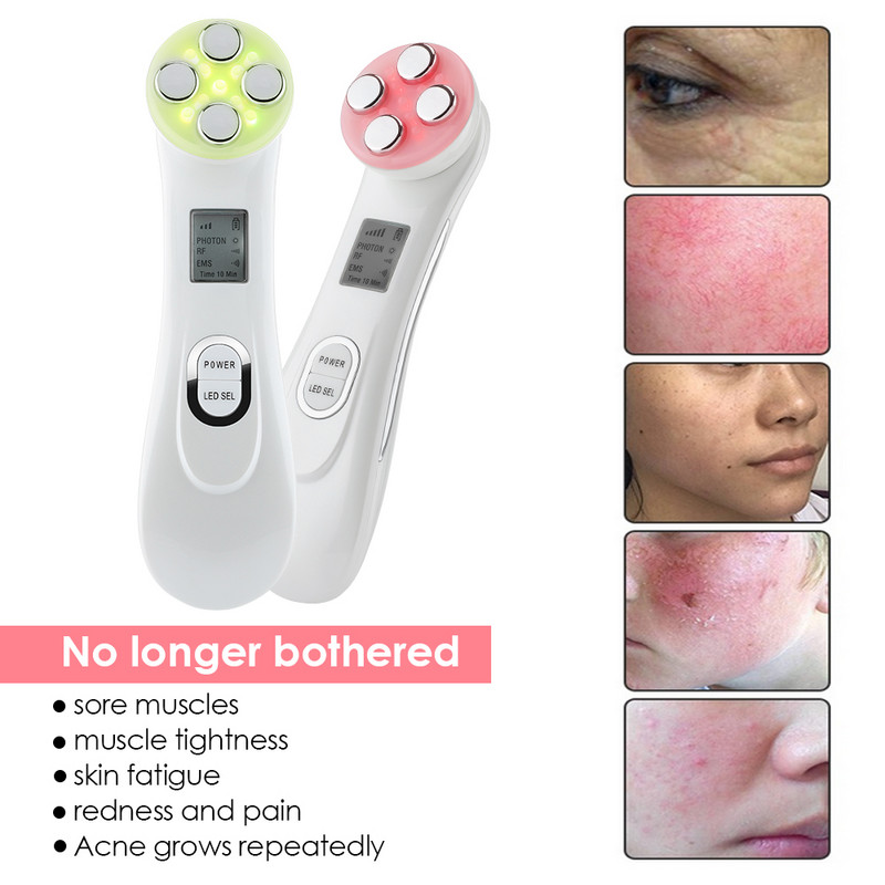 5in1 LED fotonteraapia näo tõstmismasin naha noorendamine kortsudevastane raadiosageduslik EMS nahka pehmendav iluseade