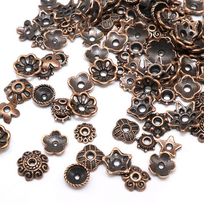 100/200 tk Väike segasuurus Tiibeti antiikhõbedavärvilised helmed mütsid, lillehelmeste mütsid, näputöö isetegemise tarvikud otsakatted