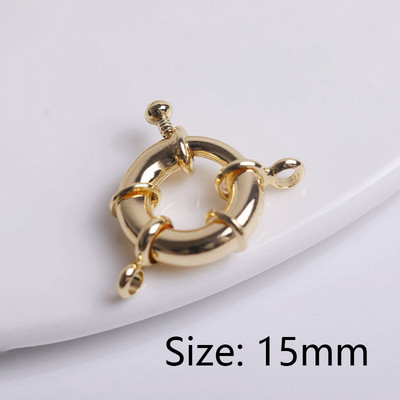 Conector de închizătoare de marinar placat cu aur de 18K pentru închizătoare de capăt de colier Închizători de volan din alamă, metal, accesoriu pentru fabricarea de bijuterii DIY