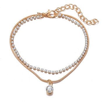 Bohemia Crystal Chain Anklets για Γυναικεία Αξεσουάρ Ποδιών Καλοκαιρινή παραλία Barefoot Sindals Βραχιόλι στον αστράγαλο στο πόδι Γυναικεία κοσμήματα