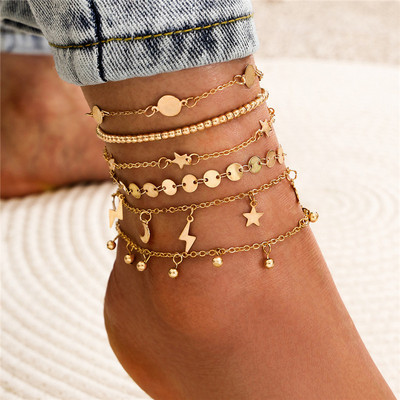 Bohemia Crystal Chain Anklets για Γυναικεία Αξεσουάρ Ποδιών Καλοκαιρινή παραλία Barefoot Sindals Βραχιόλι στον αστράγαλο στο πόδι Γυναικεία κοσμήματα