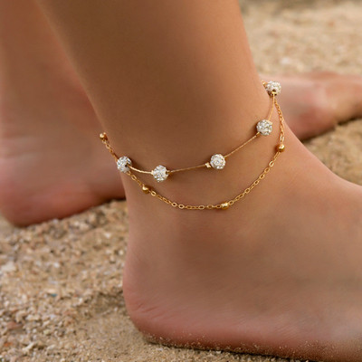 Bohemia Crystal Chain Anklets για Γυναικεία Αξεσουάρ Ποδιών Καλοκαιρινή παραλία Barefoot Sindals Βραχιόλι στον αστράγαλο στο πόδι Γυναικεία κοσμήματα