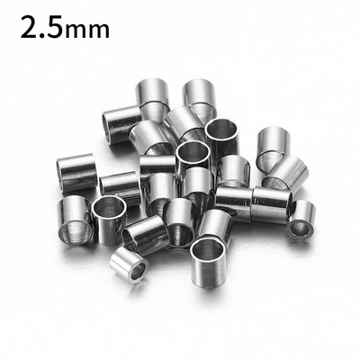 150/παρτίδα 1,5 2,0 2,5 χιλιοστά από ανοξείδωτο ατσάλι Σωλήνας Crimp End Beads Stopper Spacer Bead for DIY Jewelry Making Lacklace Findings Supplies