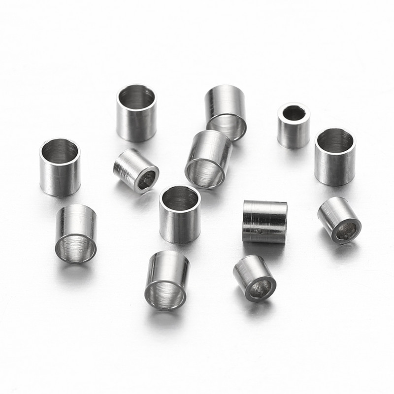 150/παρτίδα 1,5 2,0 2,5 χιλιοστά από ανοξείδωτο ατσάλι Σωλήνας Crimp End Beads Stopper Spacer Bead for DIY Jewelry Making Lacklace Findings Supplies