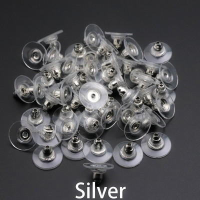 10/50/100tk Kõrvarõngahoidjad Korgid Pehme mutter Silikoonkummist kõrvarõnga seljatoed Metallist kõrvatroppide tarvikud ehete jaoks isetegemise tarvikud