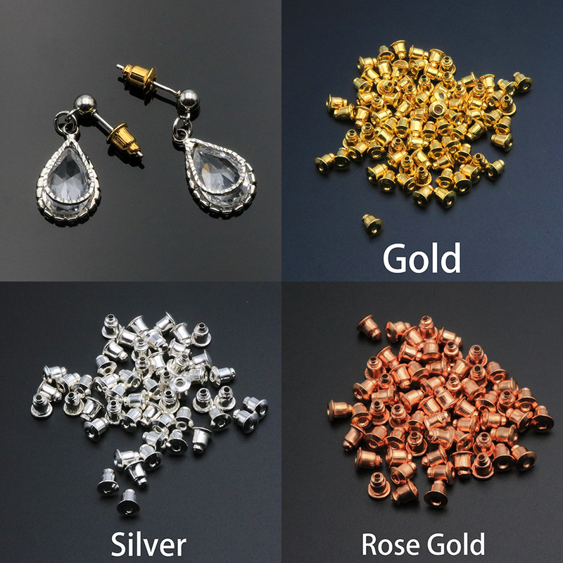 10/50/100tk Kõrvarõngahoidjad Korgid Pehme mutter Silikoonkummist kõrvarõnga seljatoed Metallist kõrvatroppide tarvikud ehete jaoks isetegemise tarvikud