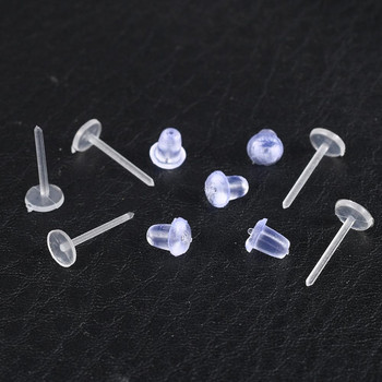 200 τεμ./Παρτίδα Πλαστικά σκουλαρίκια σιλικόνης Κενές καρφίτσες Stud Tiny Head Findings Σκουλαρίκια DIY Πίσω πώματα για προμήθειες κατασκευής κοσμημάτων