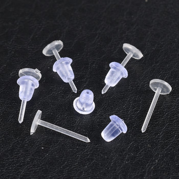 200 τεμ./Παρτίδα Πλαστικά σκουλαρίκια σιλικόνης Κενές καρφίτσες Stud Tiny Head Findings Σκουλαρίκια DIY Πίσω πώματα για προμήθειες κατασκευής κοσμημάτων