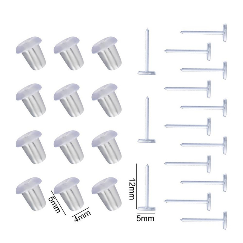 200 tk/partii silikoonist plastist kõrvarõngad tühjad nööpnõelad, nööpnõelad, pisikesed peajäljed. DIY kõrvarõngad seljatoed korgid ehete valmistamise tarvikud