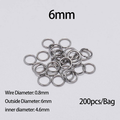100-200 τμχ 3-15 χιλιοστά από ανοξείδωτο ατσάλι DIY συνδετήρας κοσμημάτων Ανοιχτοί κρίκοι για αξεσουάρ κατασκευής κοσμημάτων