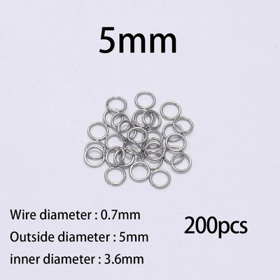 100-200 τμχ 3-15 χιλιοστά από ανοξείδωτο ατσάλι DIY συνδετήρας κοσμημάτων Ανοιχτοί κρίκοι για αξεσουάρ κατασκευής κοσμημάτων