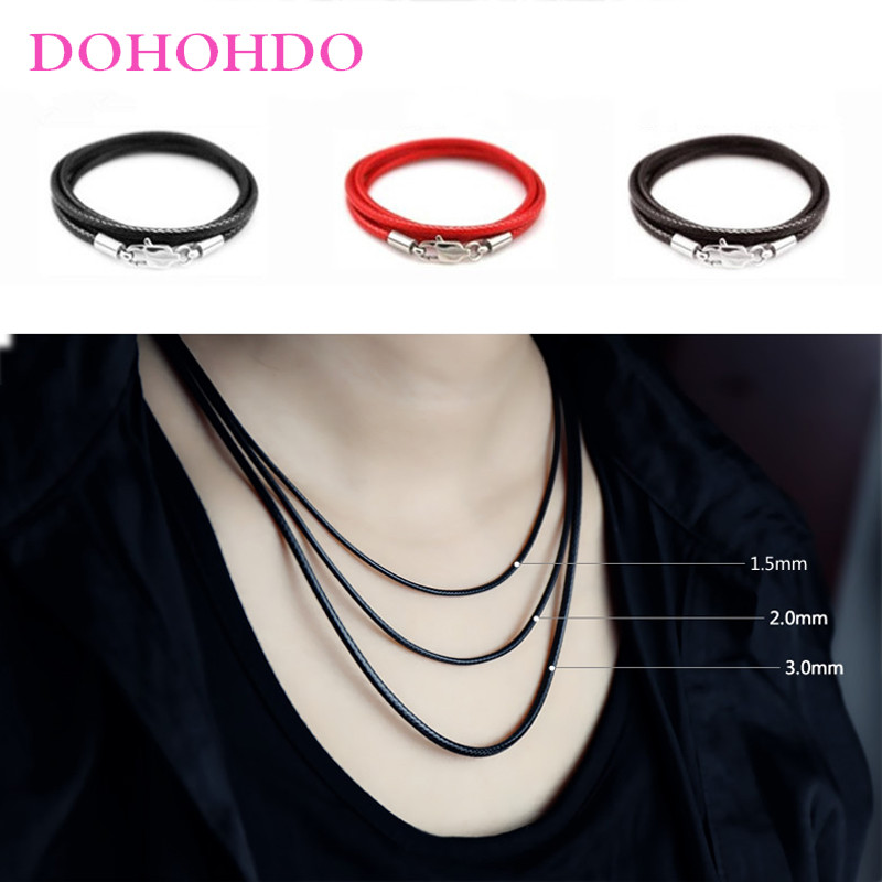 Δερμάτινο κολιέ με κορδόνι 40-80 εκ. Κερί κορδόνι Δαντέλα με κούμπωμα από ανοξείδωτο ατσάλι για κοσμήματα κολιέ με κρεμαστό κόσμημα