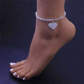 Modyle luksuslik kivist jalavõru naistele hõbedase värviga südame-jalakett rannapeo pahkluu aksessuaarid käevõrud paarile kingitused