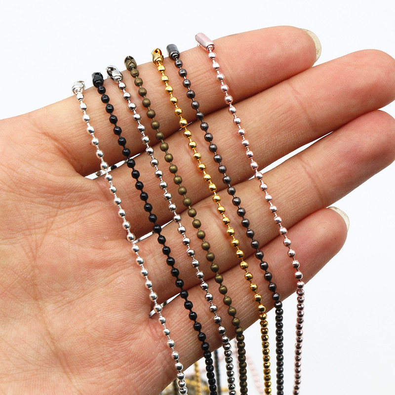 5 τμχ/παρτίδα 3 Μέγεθος 1,5mm και 2,0mm και 2,4mm 7 Χρώματα Επιμετάλλωτες Μπίλιες Χάντρες Αλυσίδα Κολιέ με Χάντρες Σύνδεσμος 65cm(25,5 ίντσες)
