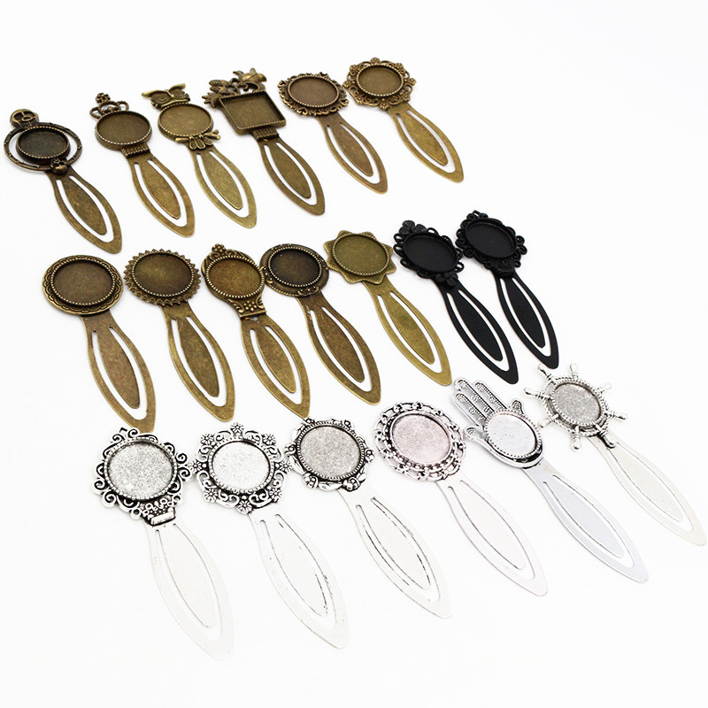 Mood 2tk 18mm 20mm Sisemõõt Antiik hõbetatud pronksmust Lihtne stiil Käsitsi valmistatud järjehoidja Cabochon Base Cameo Setting