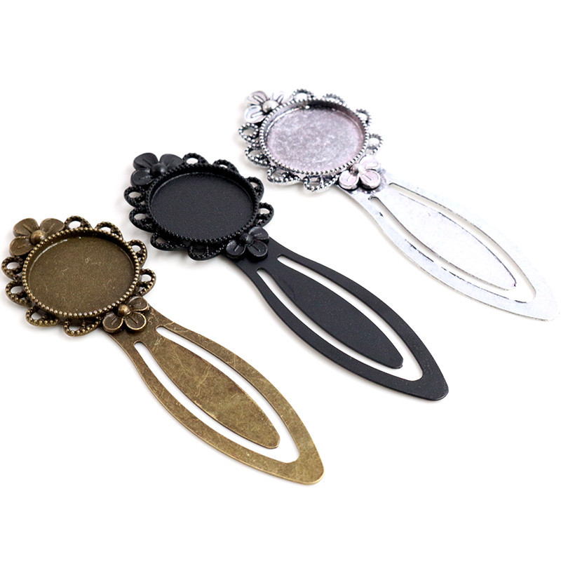 Mood 2tk 18mm 20mm Sisemõõt Antiik hõbetatud pronksmust Lihtne stiil Käsitsi valmistatud järjehoidja Cabochon Base Cameo Setting