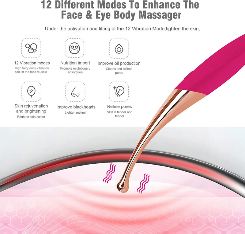 Baghetă de masaj personal pentru ochi Vibrații feței Masaj corporal pentru cearcănele Umflare a ochilor Buze linii fine Îngrijirea pielii Baghetă pentru față