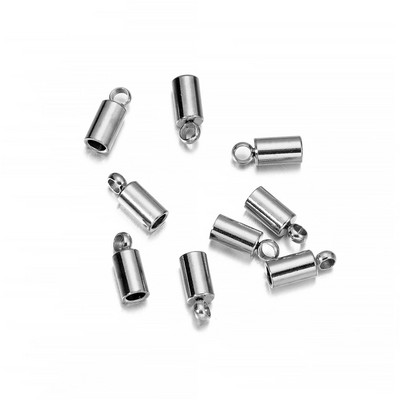 10 tk/partii roostevabast terasest otsakork, mis sobib 1,5–10 mm tutiga nahast nööri otsakorkiga käevõru ehete valmistamise tarvikute jaoks