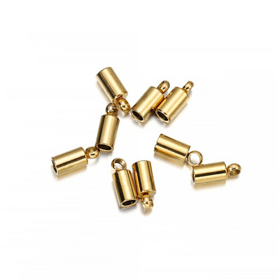 10 tk/partii roostevabast terasest otsakork, mis sobib 1,5–10 mm tutiga nahast nööri otsakorkiga käevõru ehete valmistamise tarvikute jaoks