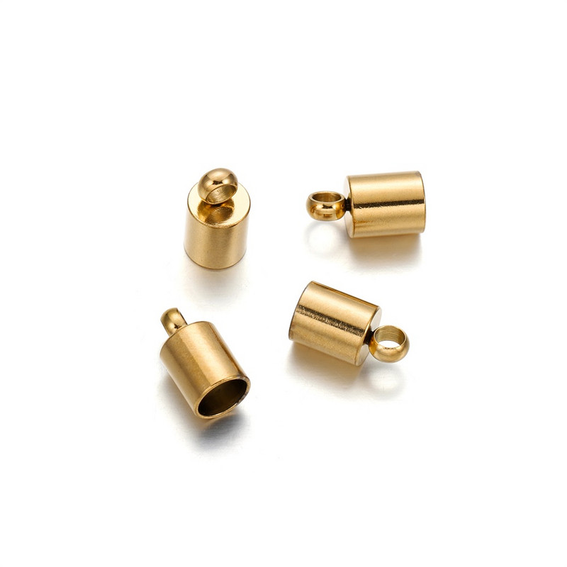 10 tk/partii roostevabast terasest otsakork, mis sobib 1,5–10 mm tutiga nahast nööri otsakorkiga käevõru ehete valmistamise tarvikute jaoks