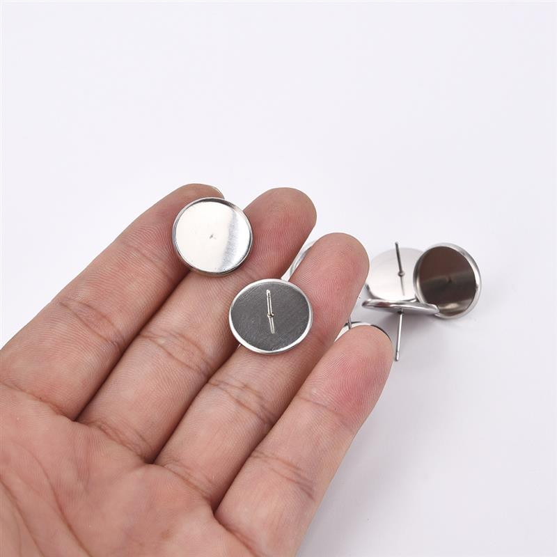 50 tk/partii roostevabast terasest tühi kõrvarõnga aluse seadistus 10mm 12mm 14mm 16mm cabochon kõrvarõngad ehete tegemine isetegemise leiud