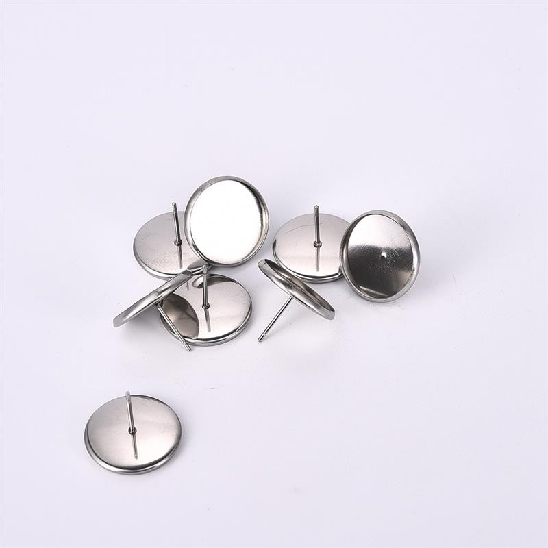 50 tk/partii roostevabast terasest tühi kõrvarõnga aluse seadistus 10mm 12mm 14mm 16mm cabochon kõrvarõngad ehete tegemine isetegemise leiud