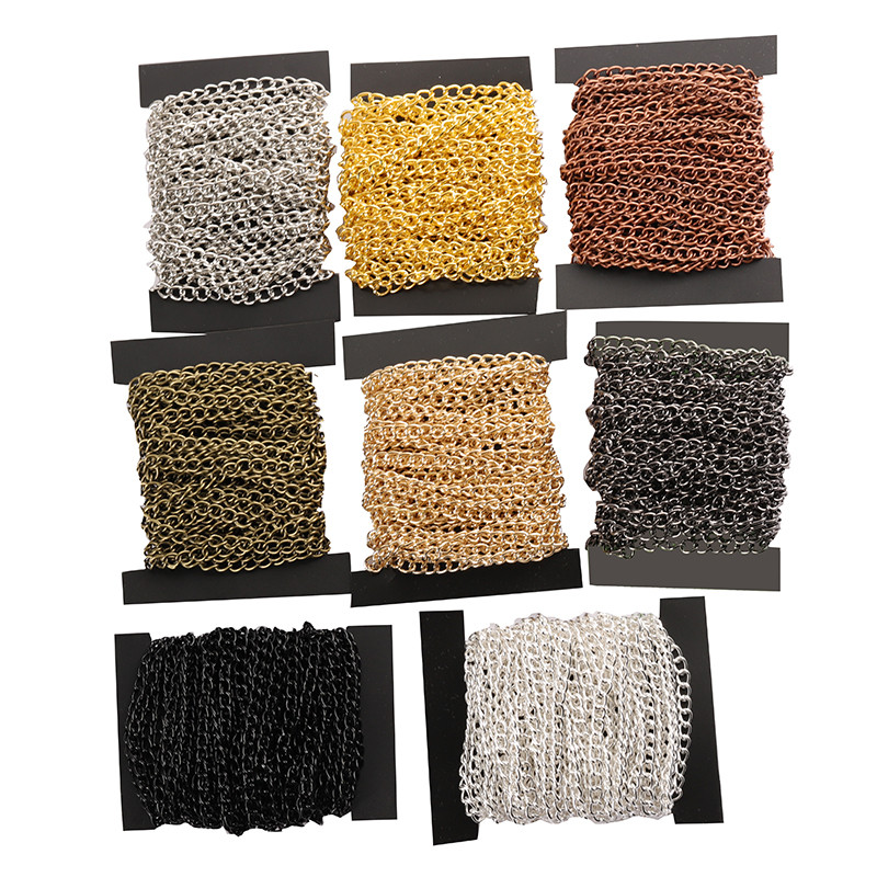 2 metra Lanac za izradu nakita DIY Zlato Srebrna Ogrlica Metalna ravna 2,5/3,5/4,5 mm Produžni lanac Pribor Komponente Veleprodaja
