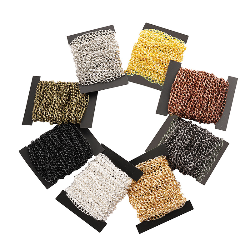 2 metra Lanac za izradu nakita DIY Zlato Srebrna Ogrlica Metalna ravna 2,5/3,5/4,5 mm Produžni lanac Pribor Komponente Veleprodaja