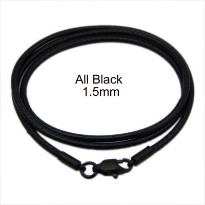 1 1,5 2,0 mm Snur din piele neagră ceară Snur Snur Snur Curea Închizătoare din oțel inoxidabil Colier Snur Fabricare bijuterii DIY pentru pandantiv